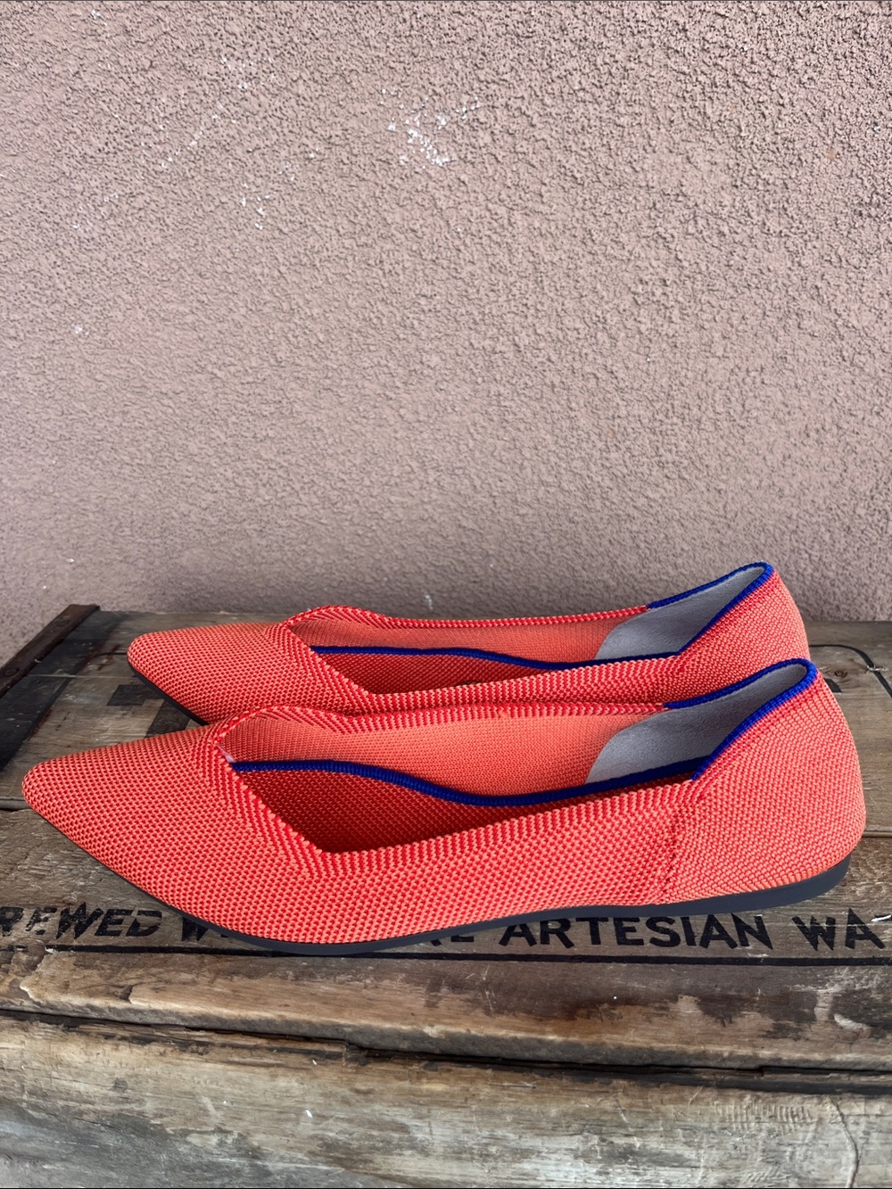Rothy’s pointed ballet flats in retired rare orange